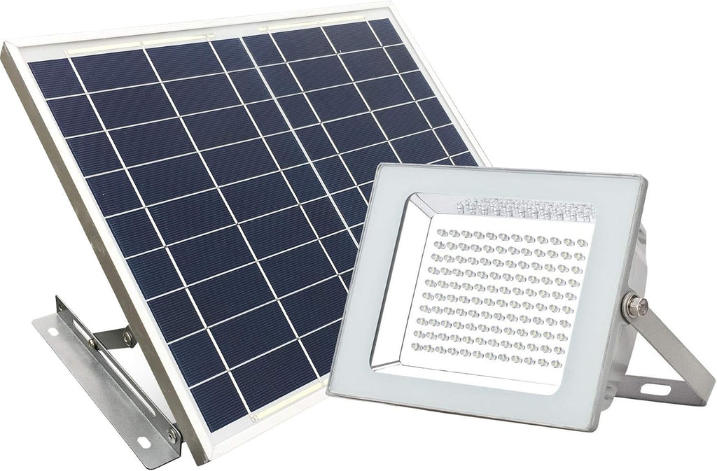 SUNLONG 120 LED Solar Flood Lights,Outdoor Waterproof Sign Lights Aluminum Casting Security Light for Garage Billboard Yard Parking Patio