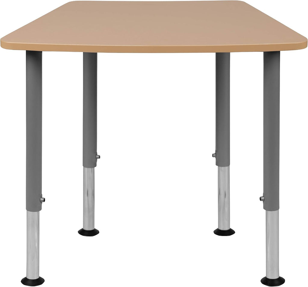Flash Furniture Billie Hex Natural Collaborative Student Desk (Adjustable from 22.3' to 34') - Home and Classroom