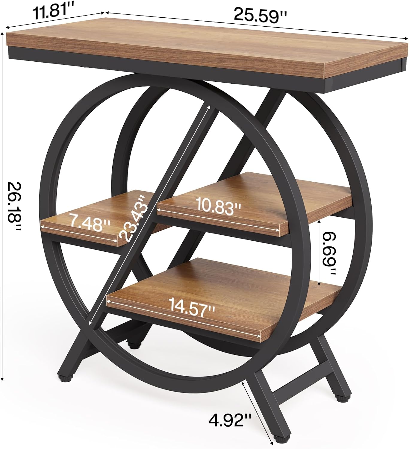 LITTLE TREE End Table, Set of 2 Narrow Side Table with 4-Tier Large Storage Space, Modern Bedside Table for Living Room, Home Office, Bedroom, Natural