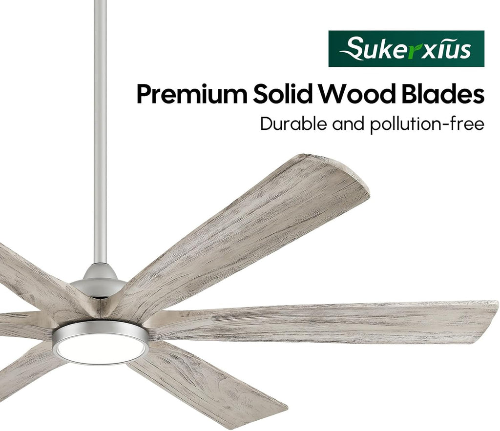72 Inch Smart Ceiling Fan with Light, Remote/Alexa/APP Control, Rustic 6 Solid Wood Blades, ETL Listed Quiet DC Motor, 9268 CFM Large Airflow, for Indoor High Ceiling, Outdoor Covered Patio