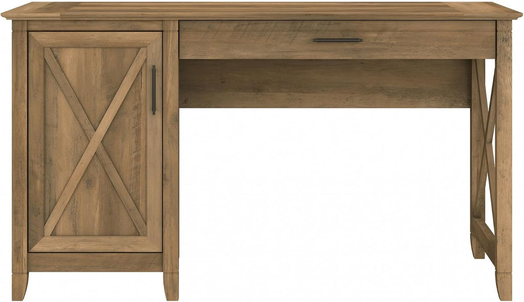 Bush Home Key West Computer Desk with Storage | Farmhouse PC Table for Home Office in Reclaimed Pine | 54W x 24D