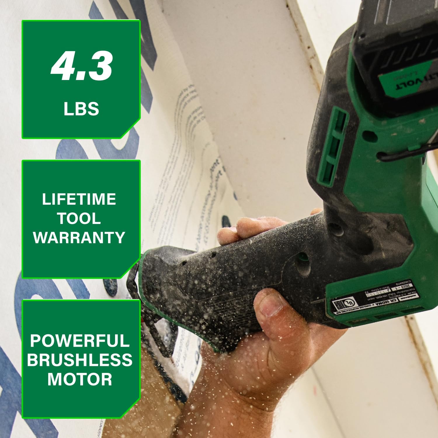 Metabo HPT 18V MultiVolt Cordless Compact Reciprocating Saw, Top Class Cutting Speed, 20% More Compact, 1-1/8' Stroke Length, 3,000 SPMs, Up to 125 Cuts Per Charge, Tool Body Only, CR18DMAQ4