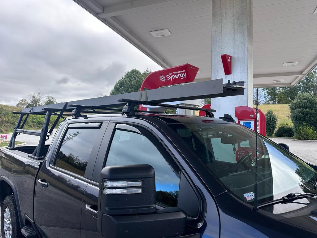 Fits Chevy/Chevrolet Silverado 2500/3500 Roof Rack Cross Bars (2014–Present) – Aluminum T-Slot Bars, Clamp-On, Lockable, Heavy-Duty, No-Drill for Bare Roof (Silver)