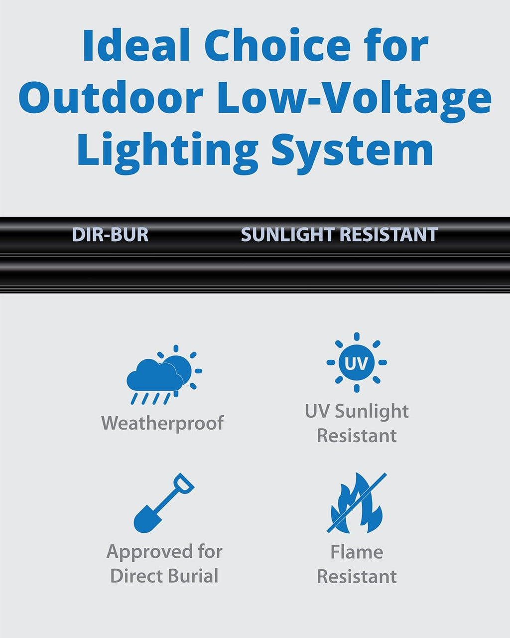 Lightkiwi 12/2 Low Voltage Landscape Lighting Wire - 250 Feet - Copper, Outdoor Direct Burial Wire - Under Ground Stranded Electrical Cable for Spotlight, Pathway Light and LED Lights - ETL Listed