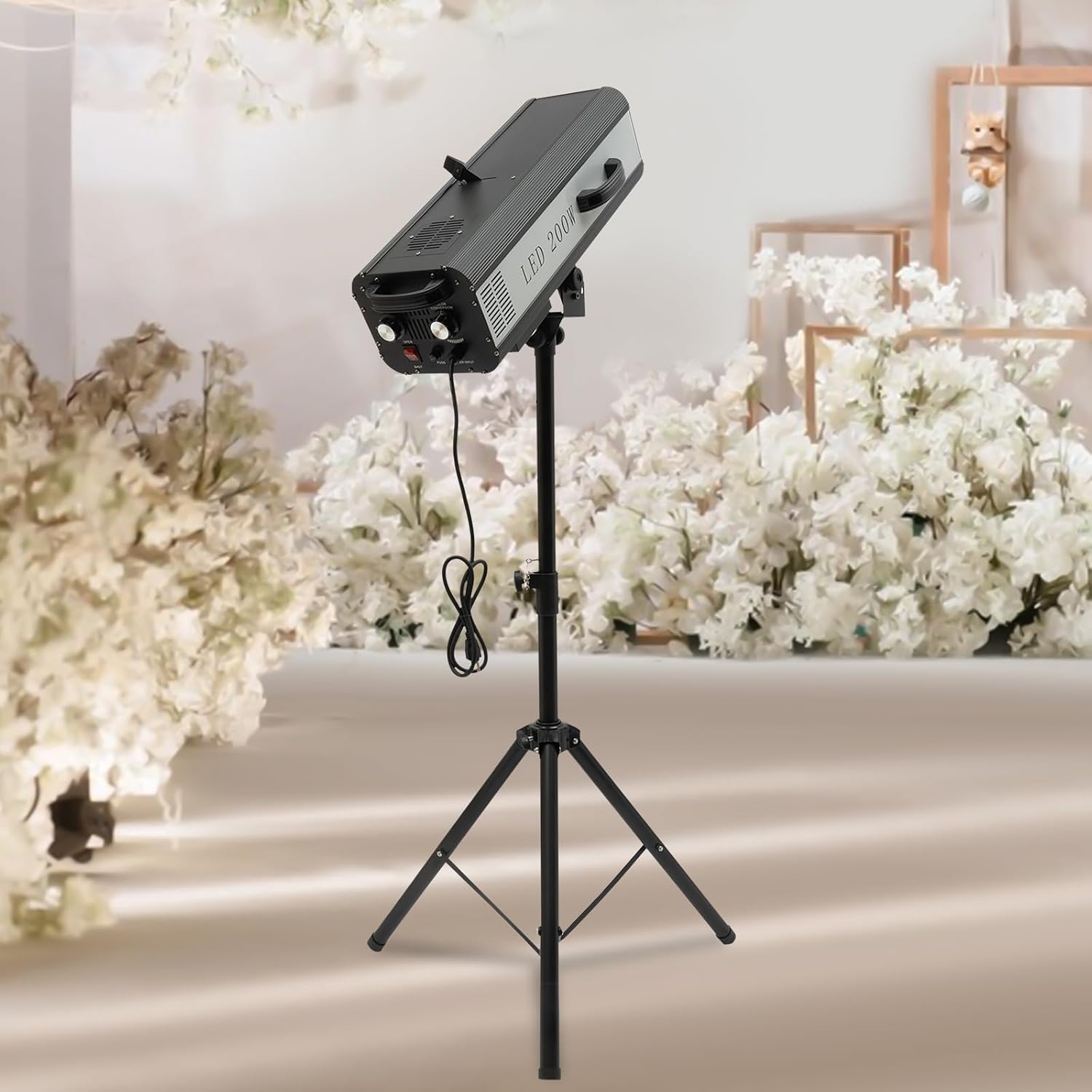 200w Led Follow Stage Spot Light with Stand, Multi-Color Stage Spotlight, Stage Spot Light, Manual Control Stagelight, Professional Performance Lights for Stage Theater Wedding Dj Performance