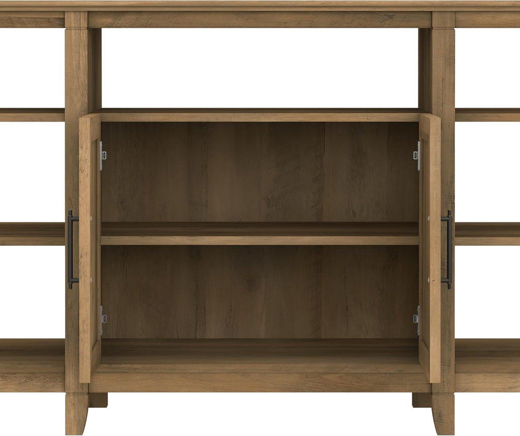 Bush Home Key West Tall TV Stand for 65 Inch TV in Reclaimed Pine, Farmhouse Entertainment Center with Storage