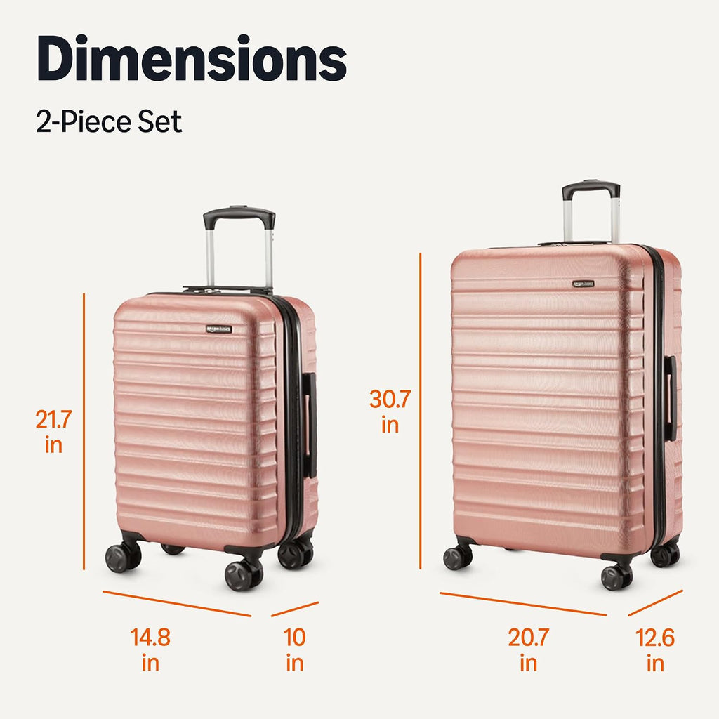 Amazon Basics 2-Piece Hardshell Suitcases Set (21', 30'), Expandable Travel Luggage with Scratch-Resistant Surface, Four Multi-directional Wheels, Telescopic Handle, Rose Gold