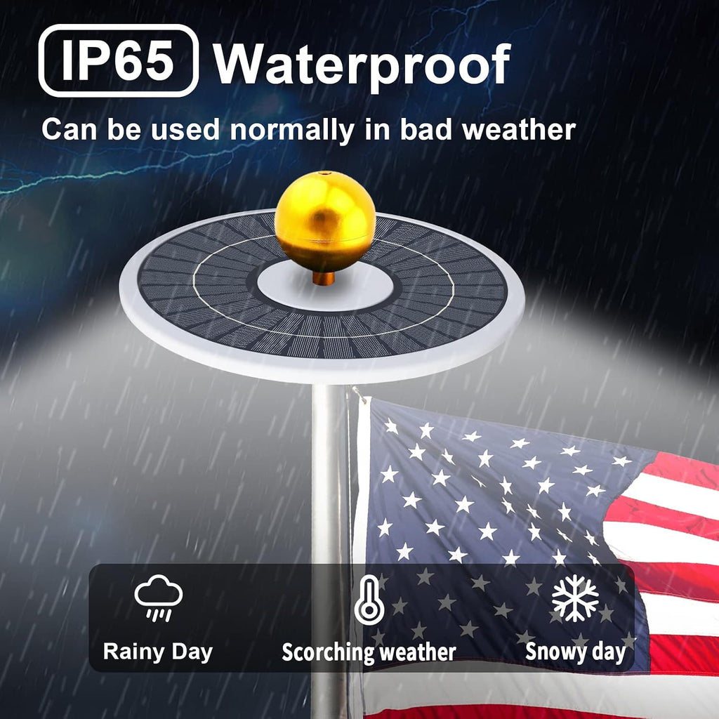 Flagpole Solar Light 6000 Lumens Brightest 566 LED Flag Pole Light Solar Powered with DC Charge Port Last Up to 20 Hrs Outdoor Dusk to Dawn IP67 Waterproof for Most 15 to 40ft Flag Poles