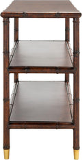 SAFAVIEH Home Collection Tudor Dark Brown/Gold 3-Shelf Console Table (Fully Assembled)