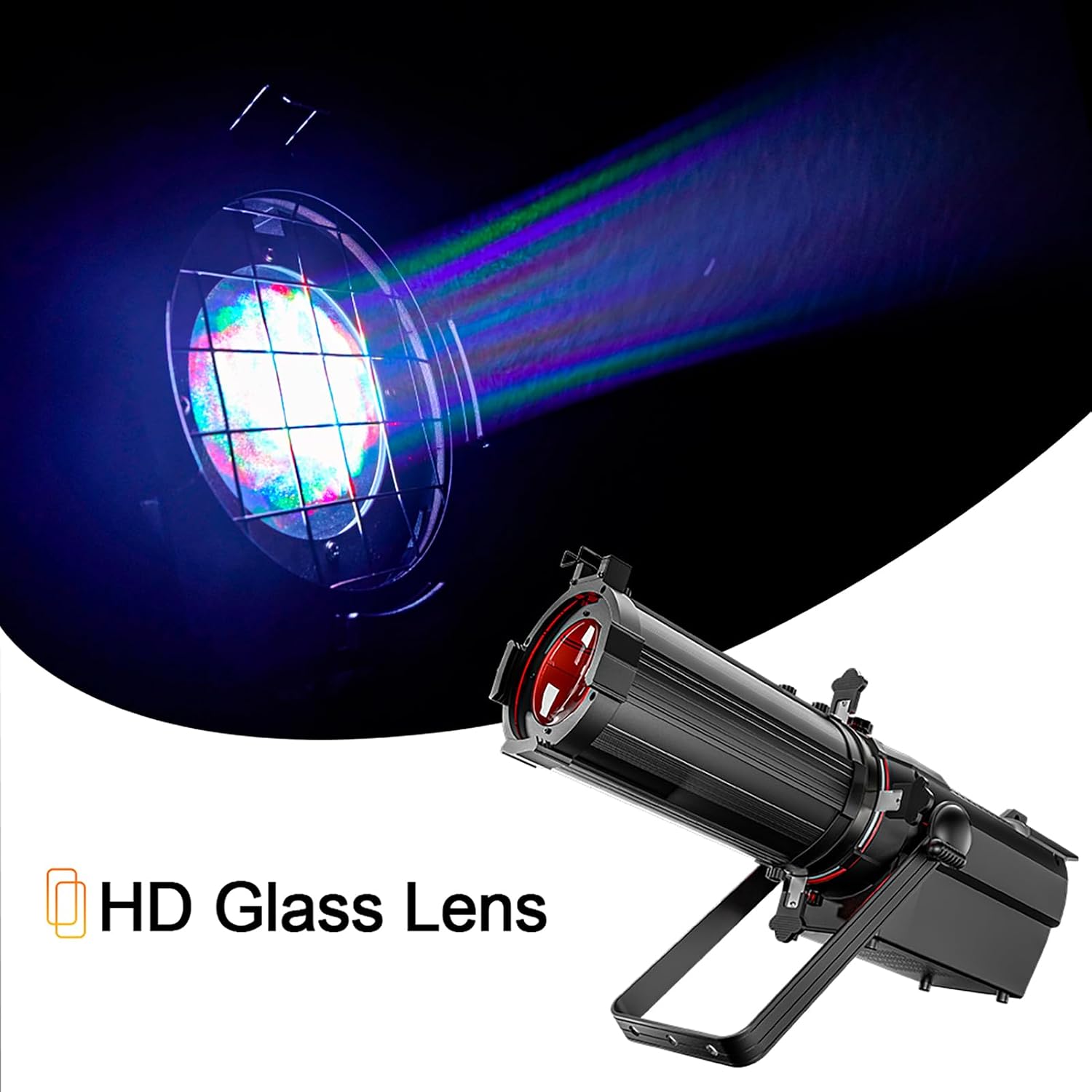 SHEHDS LEKO Profile Stage Spotlights LED Zoom 350W Cool White+Warm White, Zoom Range of 19°–46°, 3,000 to 14,000K Par Ellipsoidal Lights Manual Focus Four-Leaf Manual Cut Light Barrier DMX512
