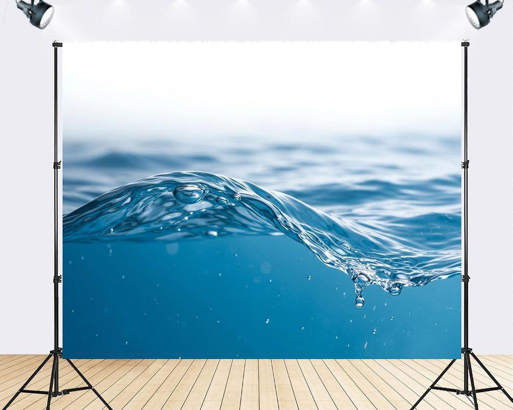Trykid 20x10ft Blue Water Wave Backdrop Clear Refreshing Ocean Underwater Texture Photography Background for Beach Pool Summer Vacation Themed Party Decor Photo Booth Prop Fabric