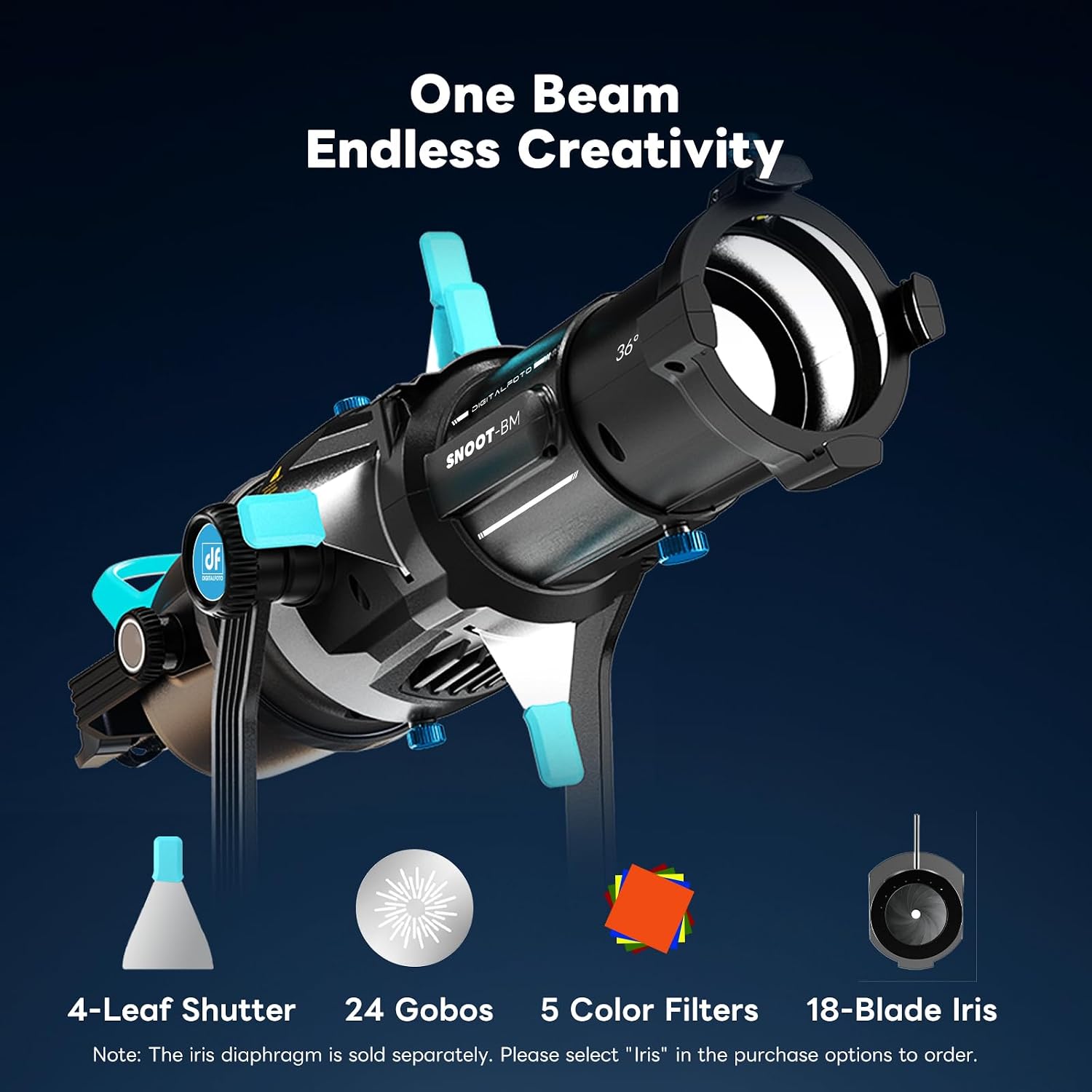Bowens Mount Optical Snoot Photography,Spotlight Snoot Gobos kit for Monolight,Compatible with Aputure Amaran 100X/D 200D/X,150/300c,600x Pro,Godox SL60 Continuous Light etc