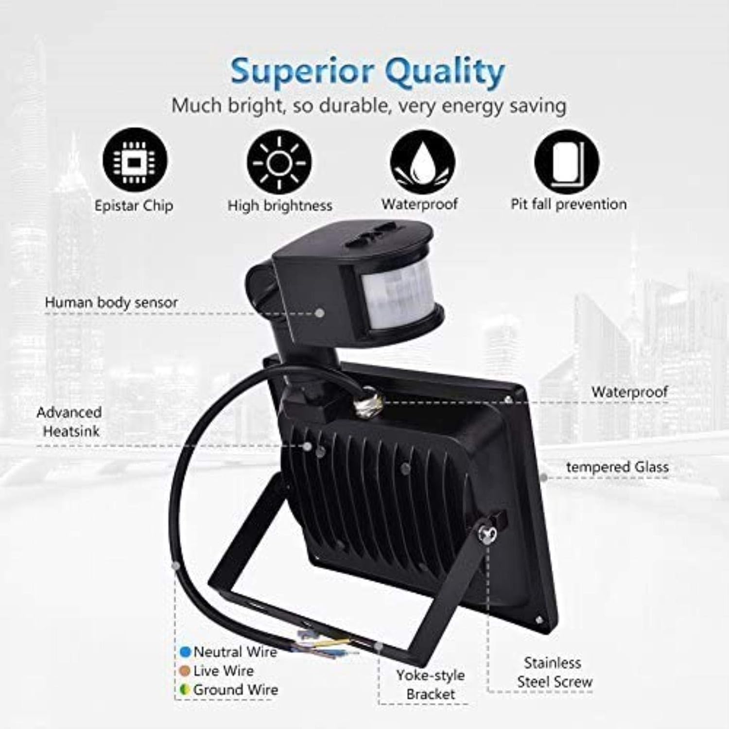Solar Flood Lights 20W Warm White LED Spotlight with Motion, Outdoor Floodlights, Ip65 Waterproof Lamp, 2000Lm, 2800 3200 K