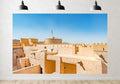 Trykid 20x10ft Arabian Mud Brick Fortress Backdrop Vintage Desert Architecture Clear Blue Sky Photography Background for Travel Theme History Event Party Decoration Photo Booth Prop Fabric