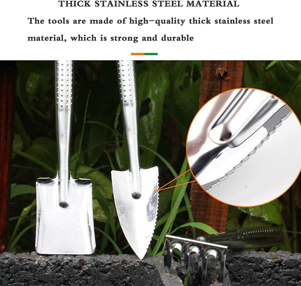 Garden Tools Set, 3 Piece Heavy Duty Gardening Tools, Stainless Steel Garden Tool Set Outdoor Gardening Hand Tools -Gift for Women and Men