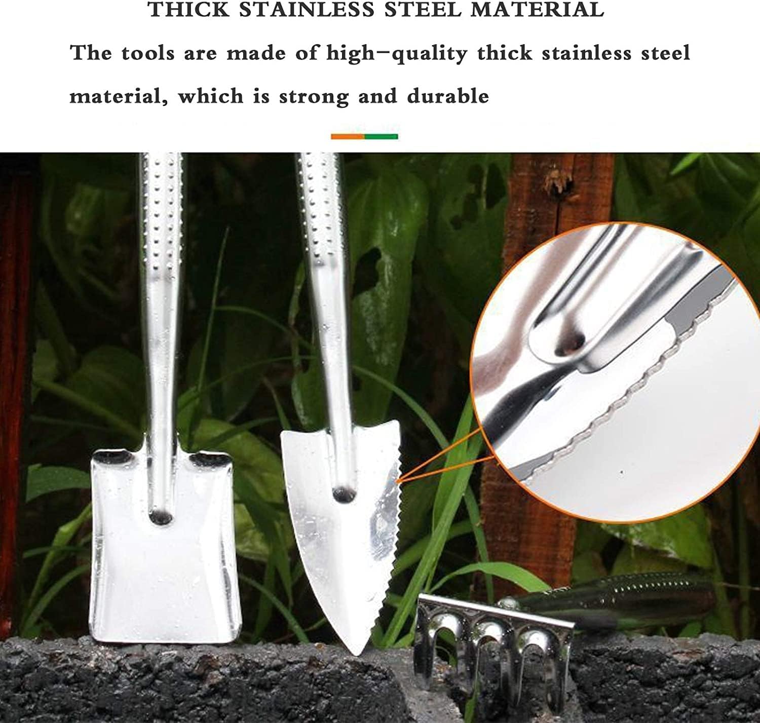 Garden Tools Set, 3 Piece Heavy Duty Gardening Tools, Stainless Steel Garden Tool Set Outdoor Gardening Hand Tools -Gift for Women and Men