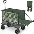 Whitsunday Double Decker Wagon, Heavy Duty Foldable Large Beach Wagon Cart with All-Terrain Big Wheels for Sports,Camping,Outdoor Green