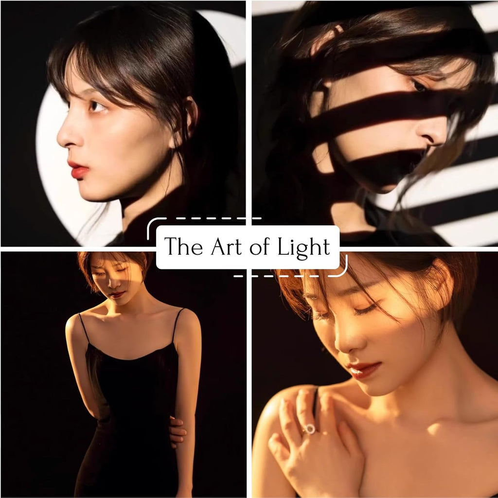 Optical Snoot for Bowens Mount Light,Photography Spotlight Projector for Tiktok Portraits Shape The Light Compatible with Aputure Amaran 60D/XS/100X/D 200D/GODOX SL60,4 Color Filters and 25 Gobos