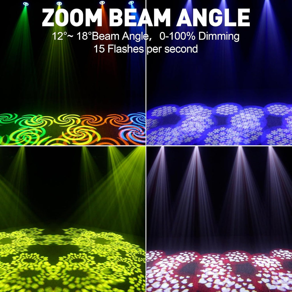 120W LED Moving Head Dj Lights 8 Colors 13 Gobos Spotlights Stage Lighting Static Rotating with Halo Effect 5-Facet Prism Sound DMX for Show Christmas Club Party Wedding