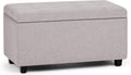 SIMPLIHOME Cosmopolitan Storage Ottoman - 34 inch Wide Upholstered Linen Look Fabric Rectangle Storage Ottoman Bench in Cloud Grey, Transitional Tufted Ottoman for Living Room with Lift-Up Lid