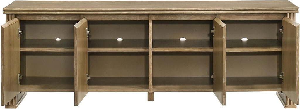 Coaster Home Furnishings - Adina - Wood - 70-Inch TV Stand with Adjustable Shelves, Vertical Reeding, Flat-Panel Doors, Natural Grain - Living Room - Distressed Light Brown - 722933