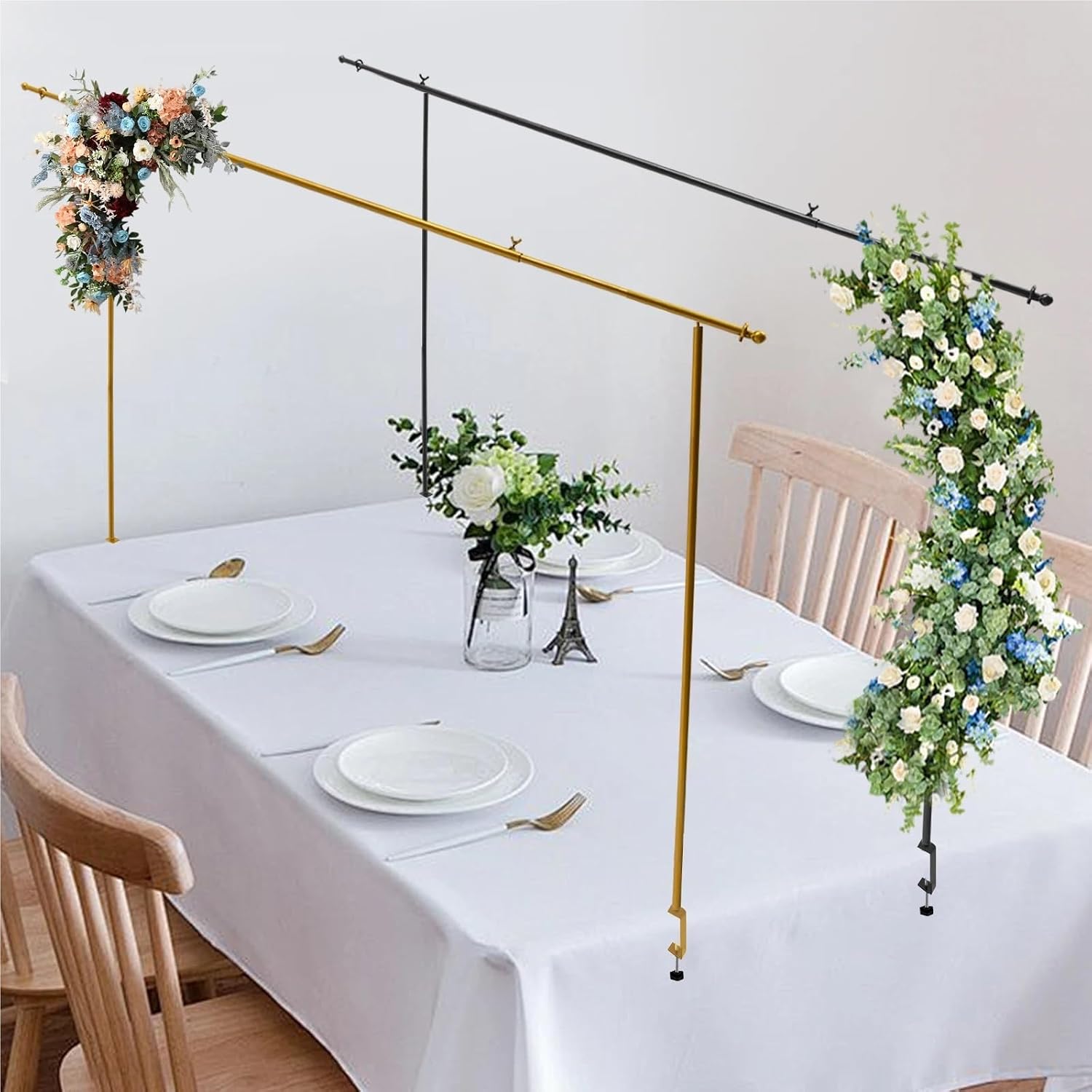 Table Arch Stand 3.94-6.56ft Adjustable Wedding Arch Bracket Metal Stand for Birthday Parties,Christmas Decorations(Gold)