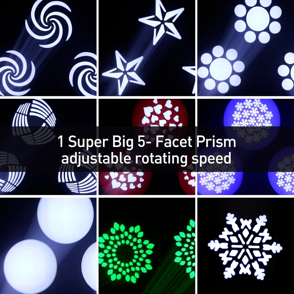 120W LED Moving Head Dj Lights 8 Colors 13 Gobos Spotlights Stage Lighting Static Rotating with Halo Effect 5-Facet Prism Sound DMX for Show Christmas Club Party Wedding