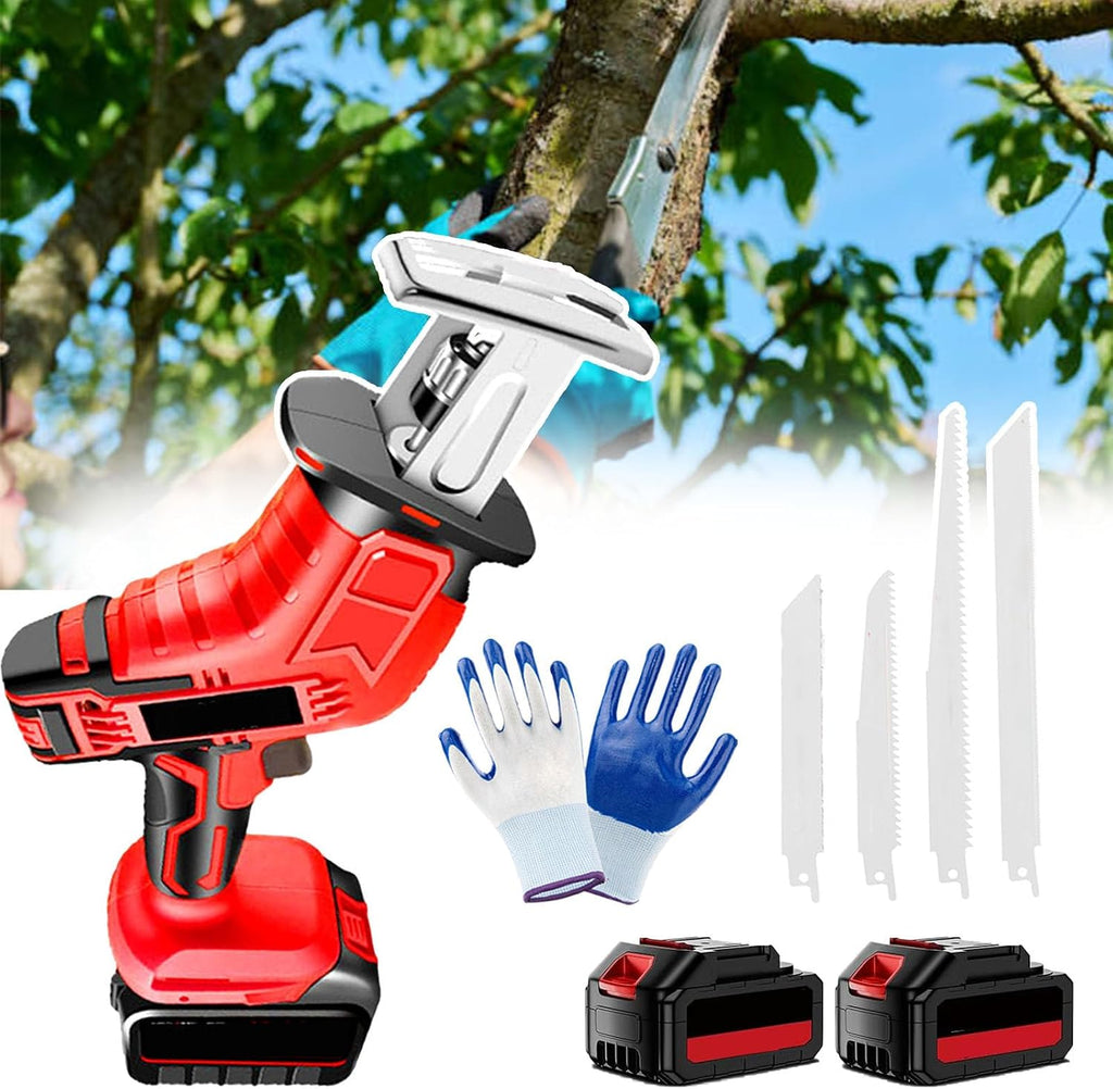 Reciprocating Saw Cordless,Electric Bone Saw Butchers Saw,with 4 Saw Blades&12 Gloves,6.0ah Battery Powered,Led Lighting,for Wood&Metal,Trees,PVC Cutting