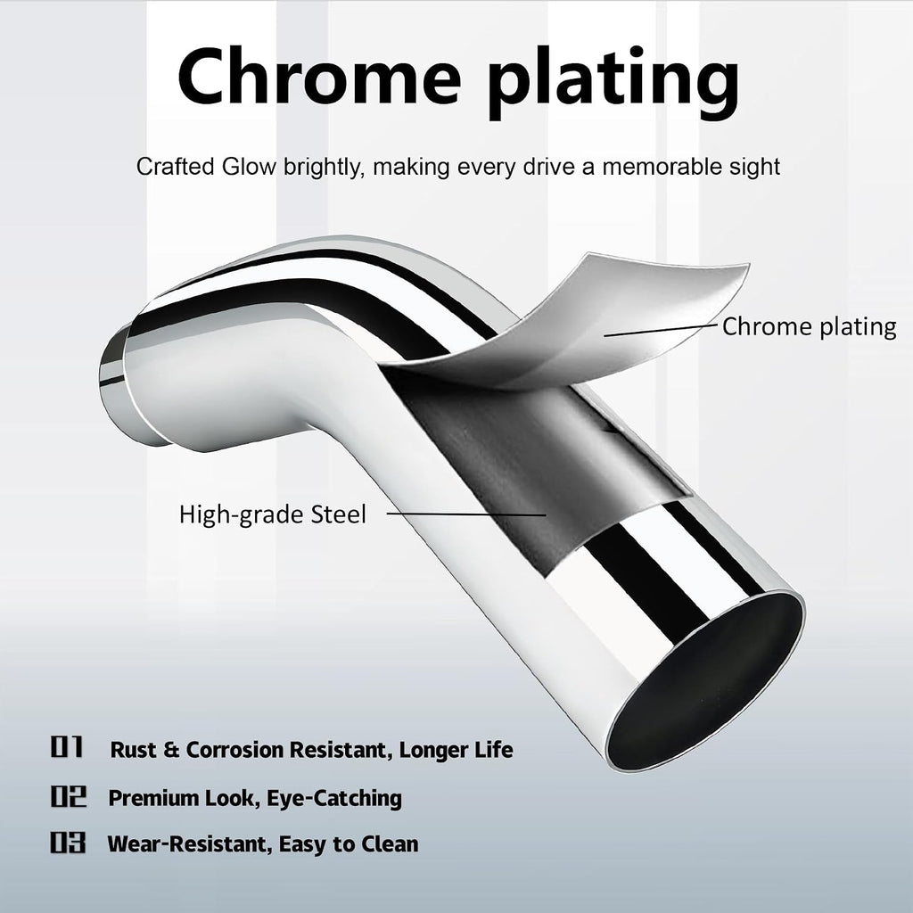 4 to 8 Inch Exhaust Elbow with Clamp - Chrome Plated 4' Inlet 8' Outlet Diesel Exhaust Tip for Trucks, Pickups & Cars