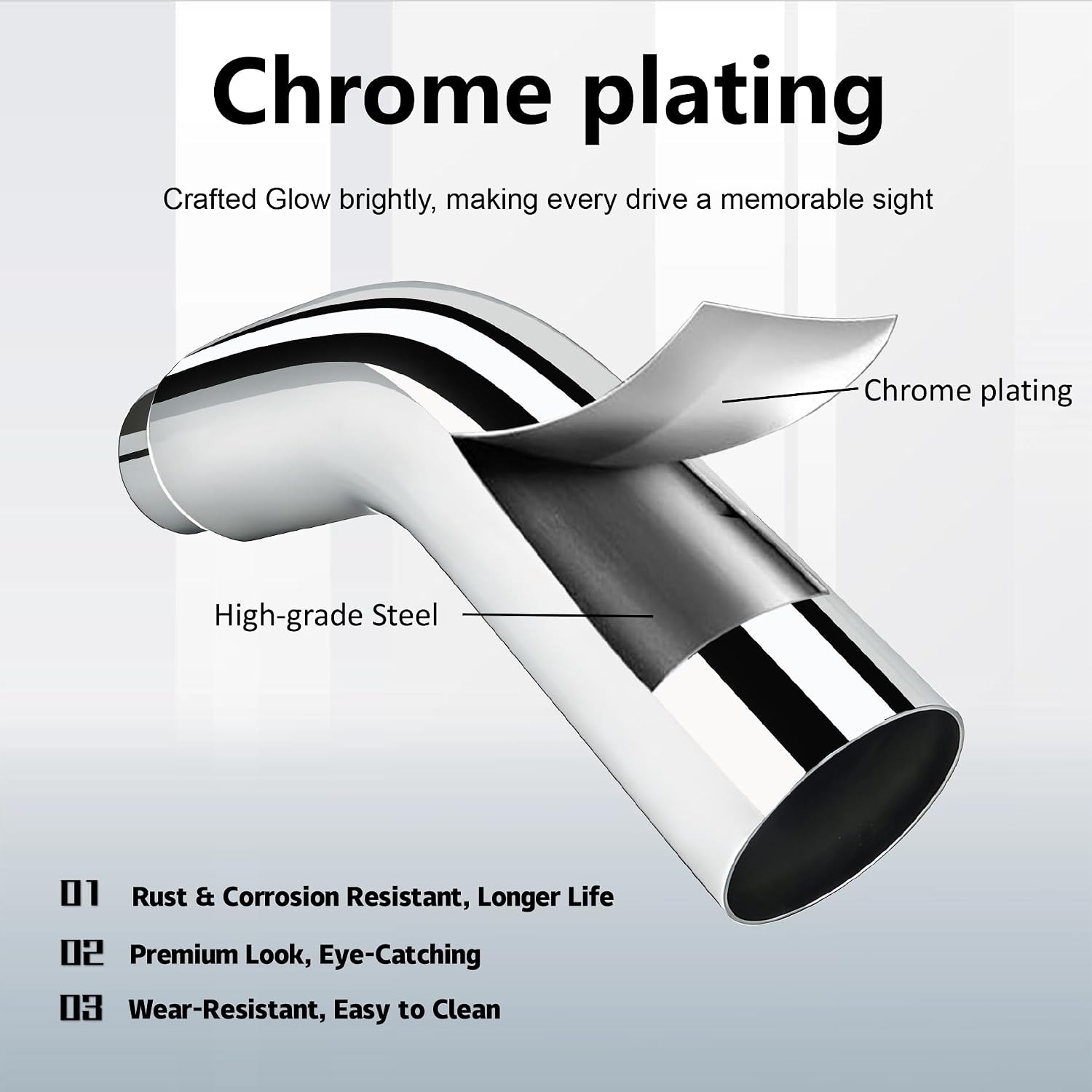 4 to 8 Inch Exhaust Elbow with Clamp - Chrome Plated 4' Inlet 8' Outlet Diesel Exhaust Tip for Trucks, Pickups & Cars