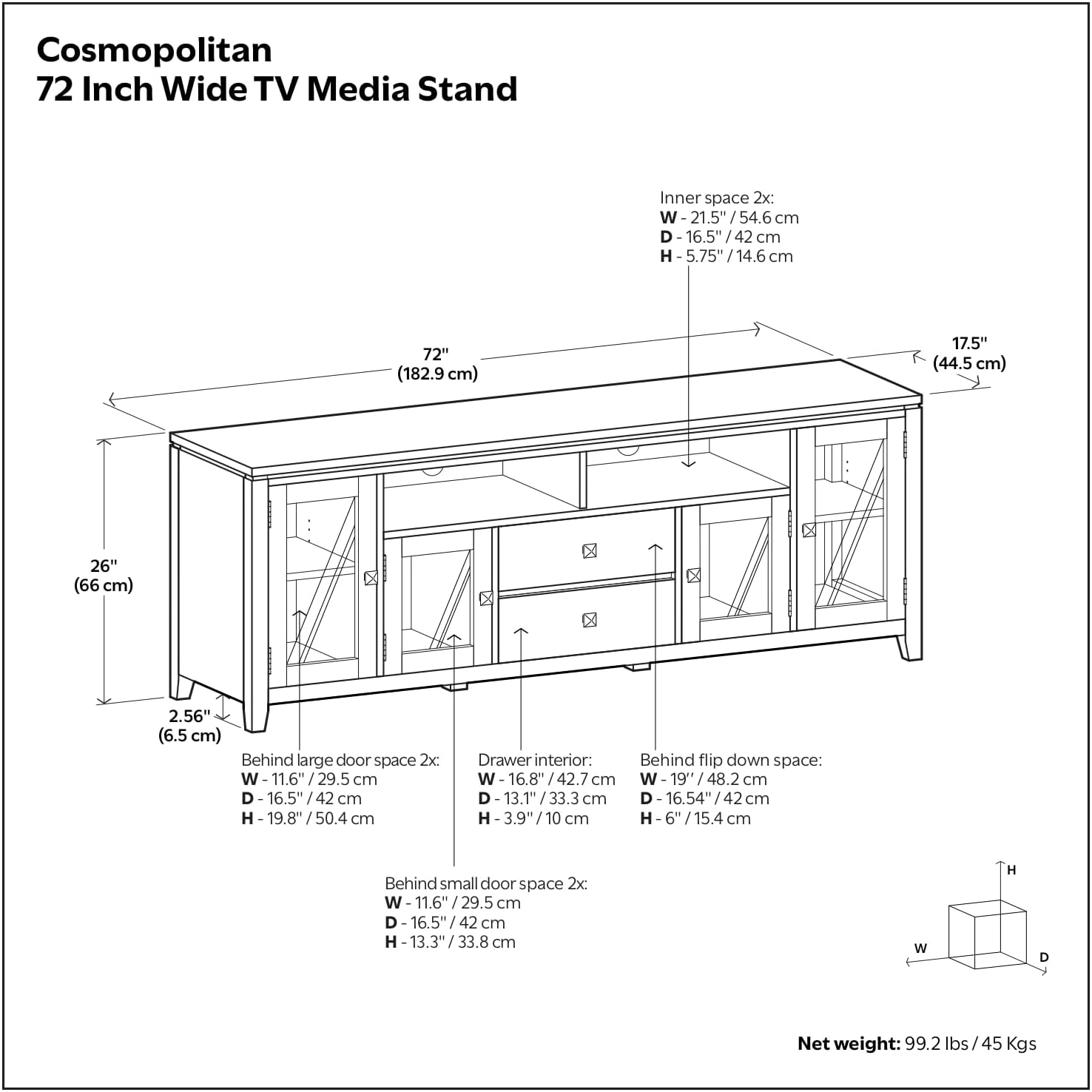 SIMPLIHOME Cosmopolitan TV Stand - 72 inch Wide Solid Wood Media Console in Black, Contemporary Entertainment Center for Living Room for TVs up to 80 Inches with Drawers and Cable Management