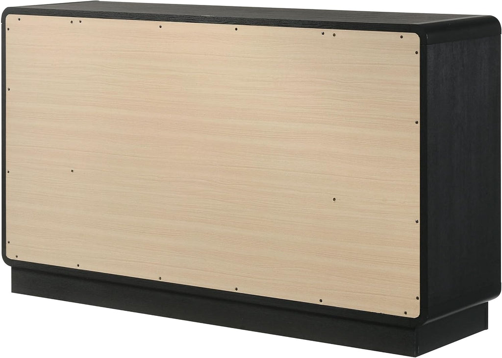 Coaster Home Furnishings - Cavelle - Wood - 6-Drawer Dresser with Mid-Century Modern Style, Gold Ball Knobs, Metal Extension Glides, Rounded Corners - Bedroom - Black - 223663