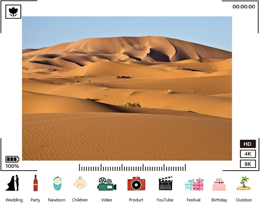 Trykid 20x10ft Warm Orange Sahara Desert Dunes Backdrop Scenic Rippling Sand Patterns Arid Landscape Clear Sky Photography Background Adventure Themed Party Decoration Photo Booth Prop Fabric