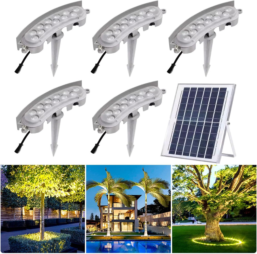 Solar Lights Outdoor,Small Landscape Spotlights, LED Low Voltage Landscape Tree Ring Lights, for Park Lawn (Gold Light Pack of 7)