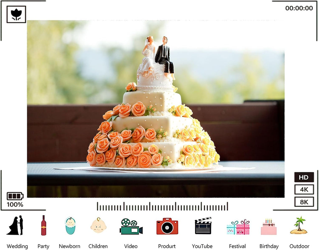 Trykid 20x10ft Wedding Cake Orange Roses Backdrop Tiered Dessert Bride Groom Topper Photography Background Holiday Celebration Party Decoration Tapestry Photo Booth Prop Fabric
