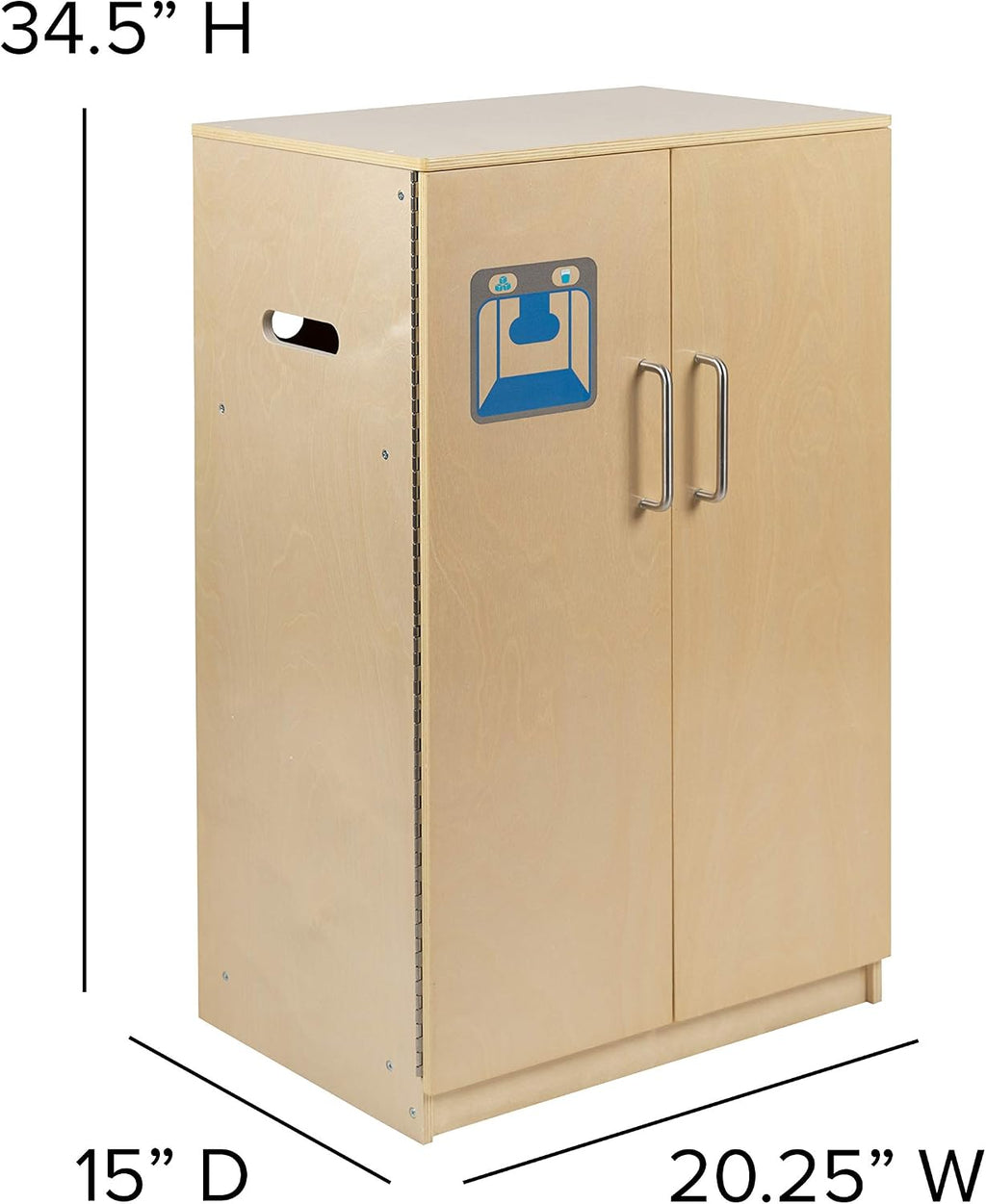 Flash Furniture Hercules Children's Wooden Kitchen Refrigerator for Commercial or Home Use - Safe, Kid Friendly Design, Natural