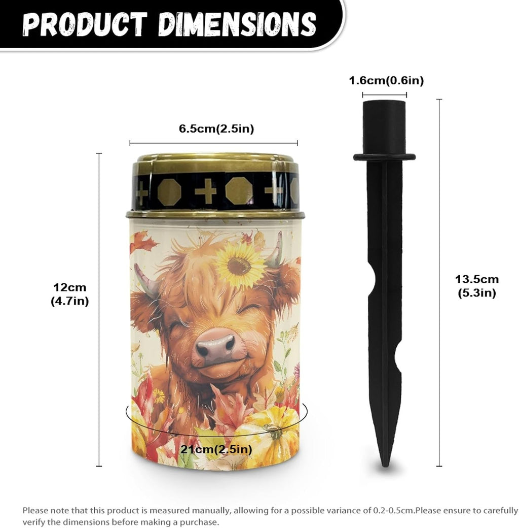 Sunflower Highland Cow Solar Lights Outdoor Waterproof Set of 10 Lights Garden Lantern for Yard Patio Walkway Thanksgiving Decor Solar Lights Wall Light Auto On/Off