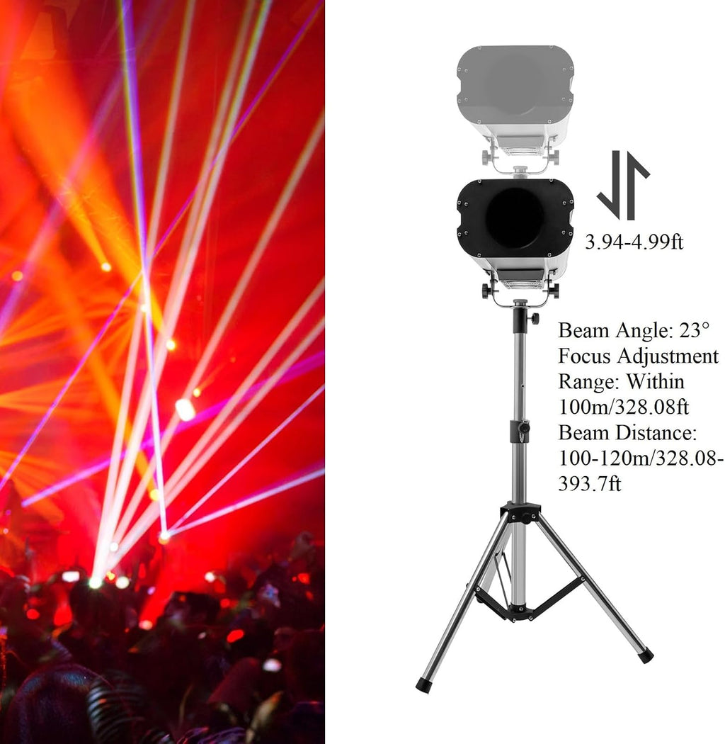 CNCEST 440W LED Stage Spotlight LED Follow Spotlight with Stand for Party Disco Wedding,Dual Control Stage Light Adjustable Aperture,3.94-4.99FT Height 6 Colors (440, Watts)