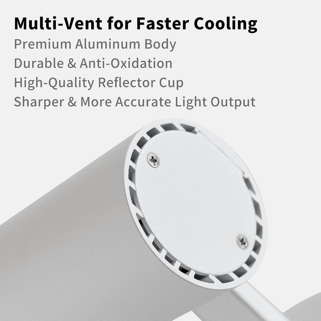 4 Packs 12W LED Dimmable Ceiling Spotlight Indoor – 24° Focused Beam, Monopoint Accent Lighting for Artwork, Wall Wash, Corridor – Adjustable Surface Mounted Spot Light