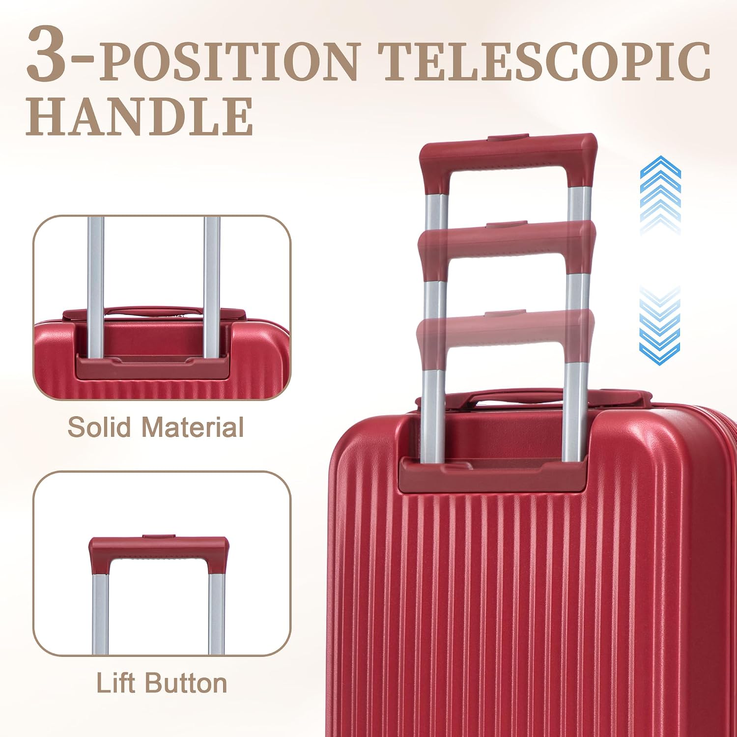 Two-piece luggage set with swivel wheels black hard shell 20-inch carry-on and 14-inch vanity case (Red)
