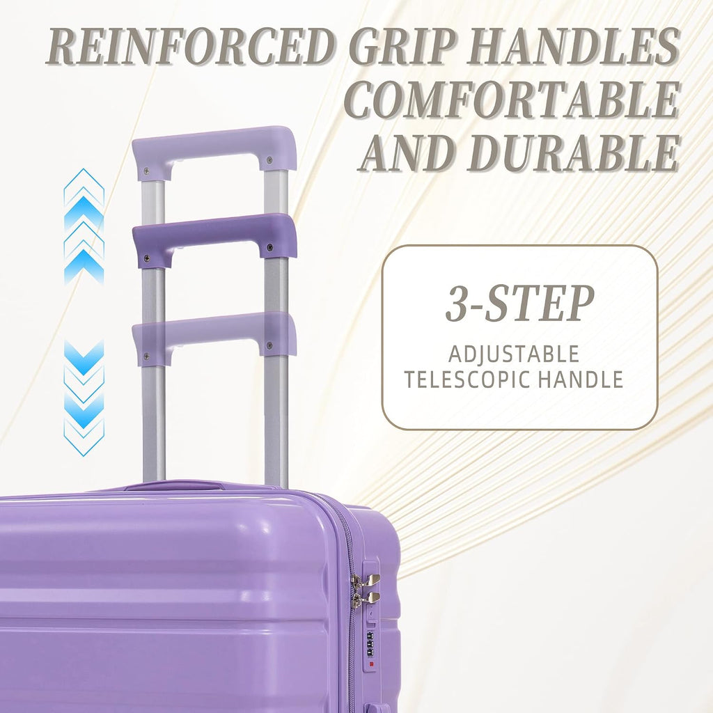 GDFStudio 20/24/28 Inch 3 Piece Luggage Set, ABS Hard Shell Spinner Suitcase with 360° Silent Wheels, Expandable Capacity,Combination Lock, Retractable Handle,Carry On & Checked Suitcases,Blue+Purple