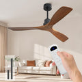 Sofucor Ceiling Fan no Lights, 52 Inch Low Profile Flush Mount Ceiling Fans with Remote, Modern Wood Ceiling Fan for Bedroom Indoor Outdoor, 6-Speed Reversible DC Motor Dimmable Timer