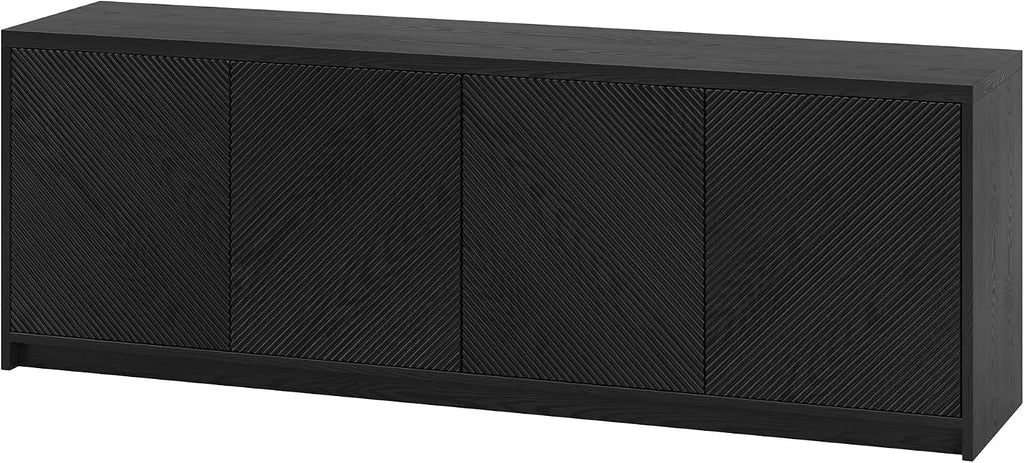 Henn&Hart Rectangular TV Stand for TV's up to 78' in Natural Black, for Home, Living Room, Bedroom, Entertainment Room, Office