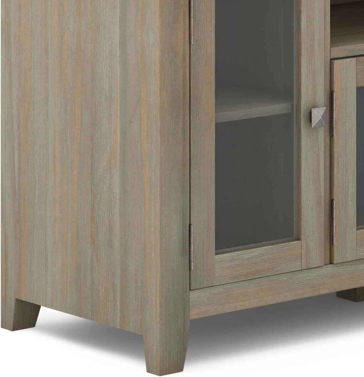 SIMPLIHOME Cosmopolitan SOLID WOOD Universal TV Media Stand, 72 inch Wide, Contemporary, Living Room Entertainment Center with Storage, for Flat Screen TVs up to 80 inches in Distressed Grey