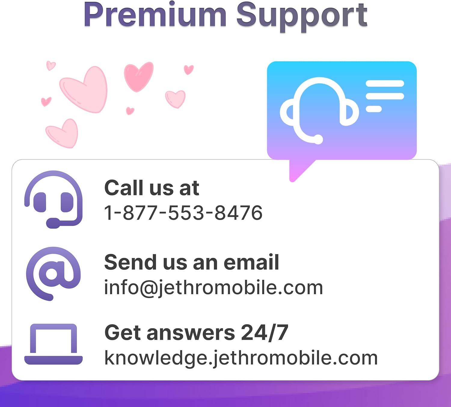 Jethro Mobile Prepaid Plan – 365 Days of Unlimited Talk & Text + 3GB High-Speed Data | Works with iPhone, Android & Feature Phones | 3-in-1 SIM Card