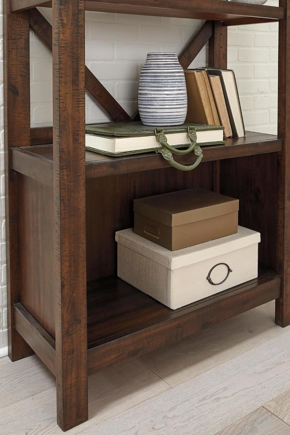 Signature Design by Ashley Baldridge Rustic 78' Bookcase with 4 Shelves, Distressed Brown