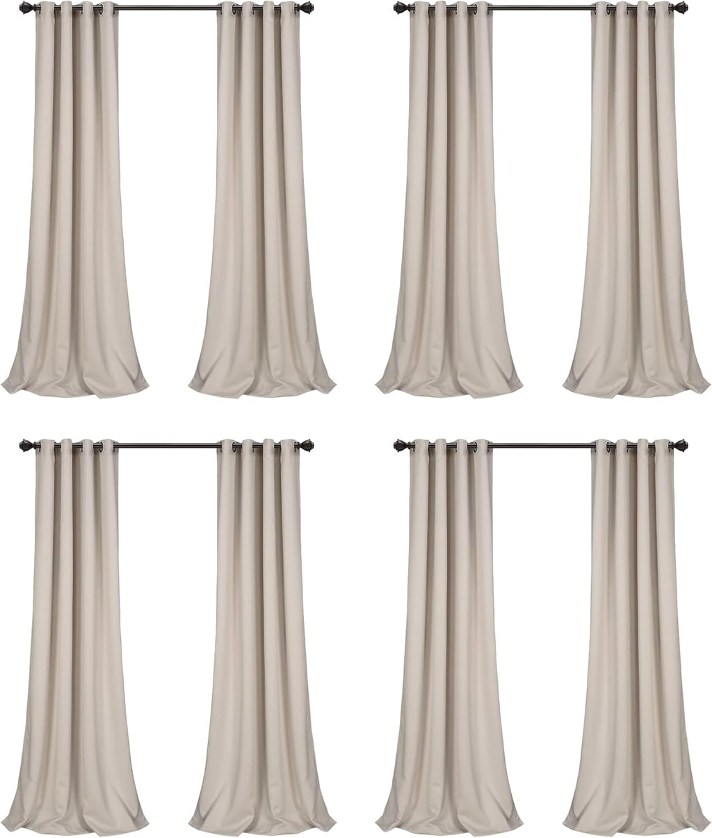 Lush Decor Insulated Grommet Blackout Window Curtain Panels, 52' W x 108' L, Wheat-Classic Modern Design-Chic Window Decor-Long Curtains for Living Room, Bedroom, Or Dining Room (Pack of 8)