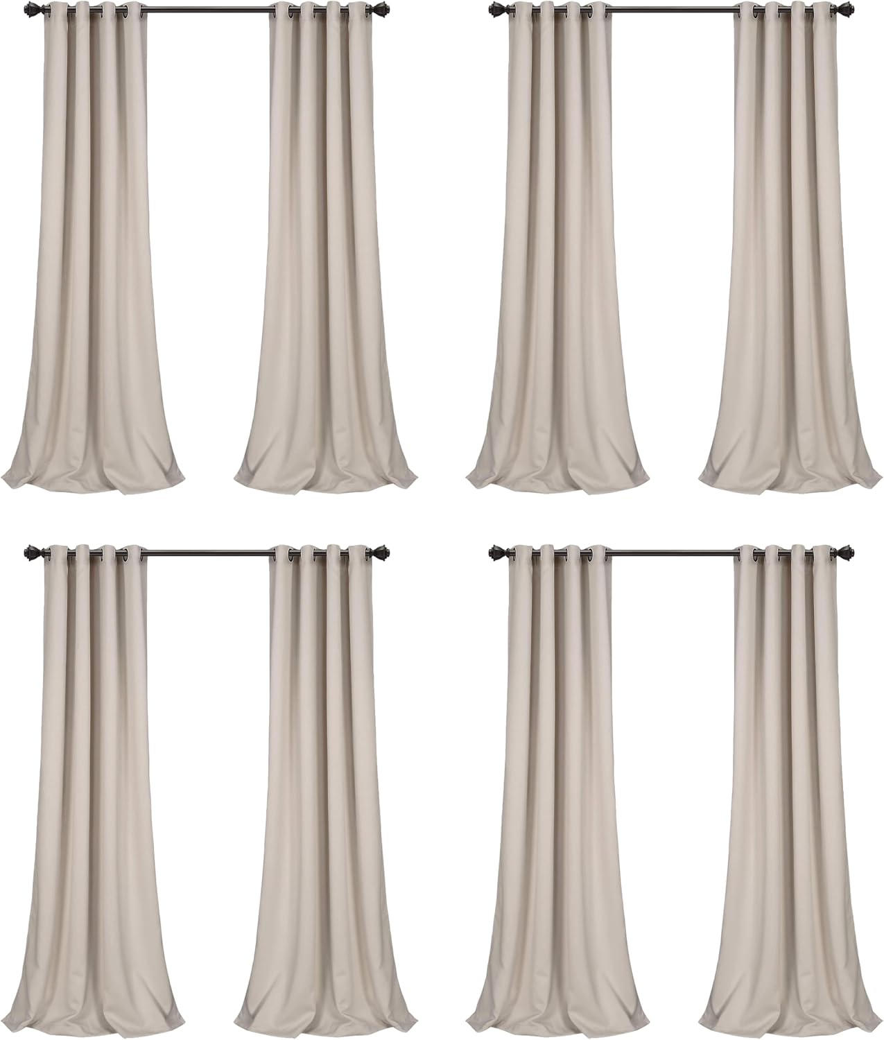 Lush Decor Insulated Grommet Blackout Window Curtain Panels, 52' W x 108' L, Wheat-Classic Modern Design-Chic Window Decor-Long Curtains for Living Room, Bedroom, Or Dining Room (Pack of 8)