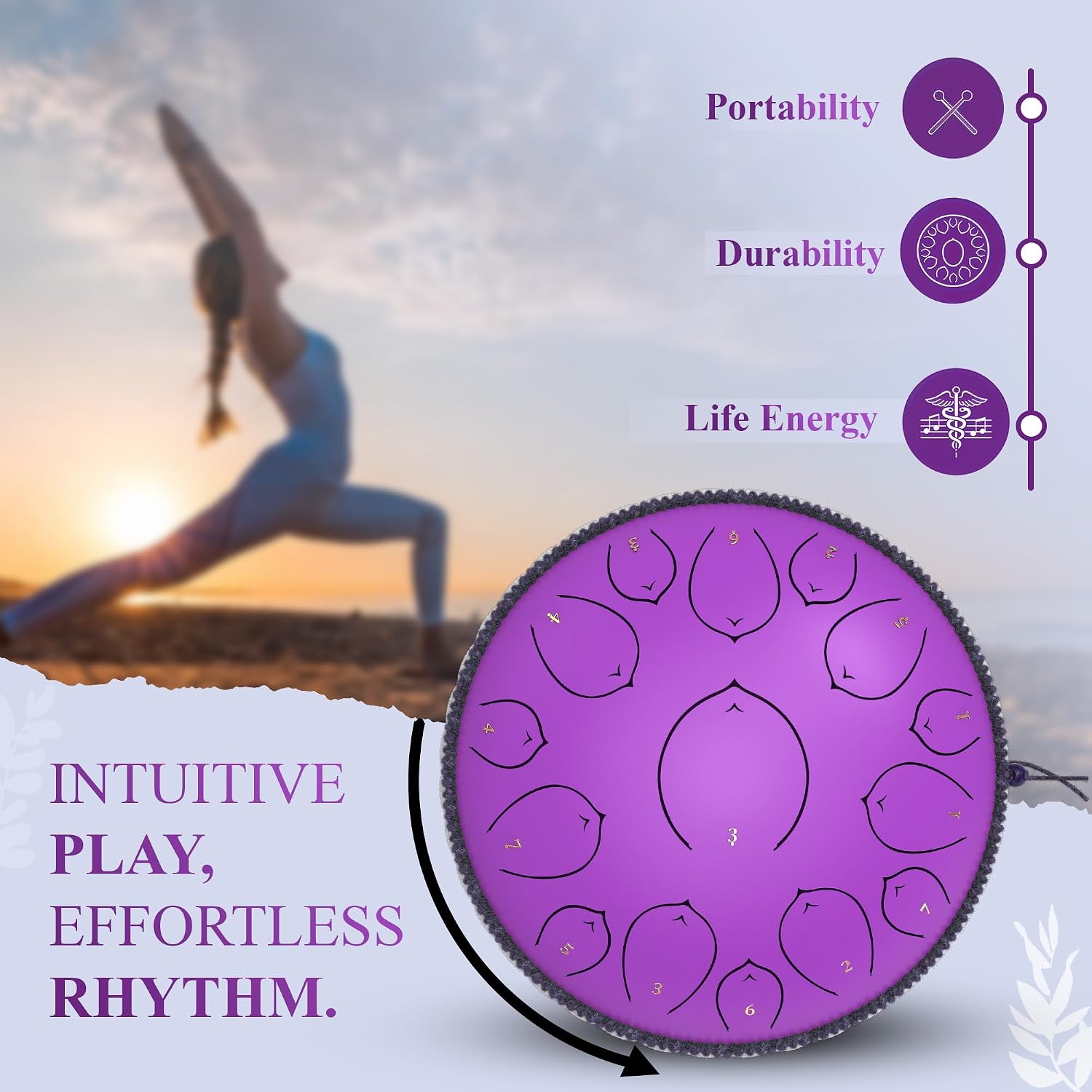 Steel Tongue Drum 14 inch with Carry Case, harmonic lotus 15 Note C-Tuned – Includes 2 Soft Mallets & Instruction Booklet – Ideal for Meditation, Sound Healing, and Relaxation - Red