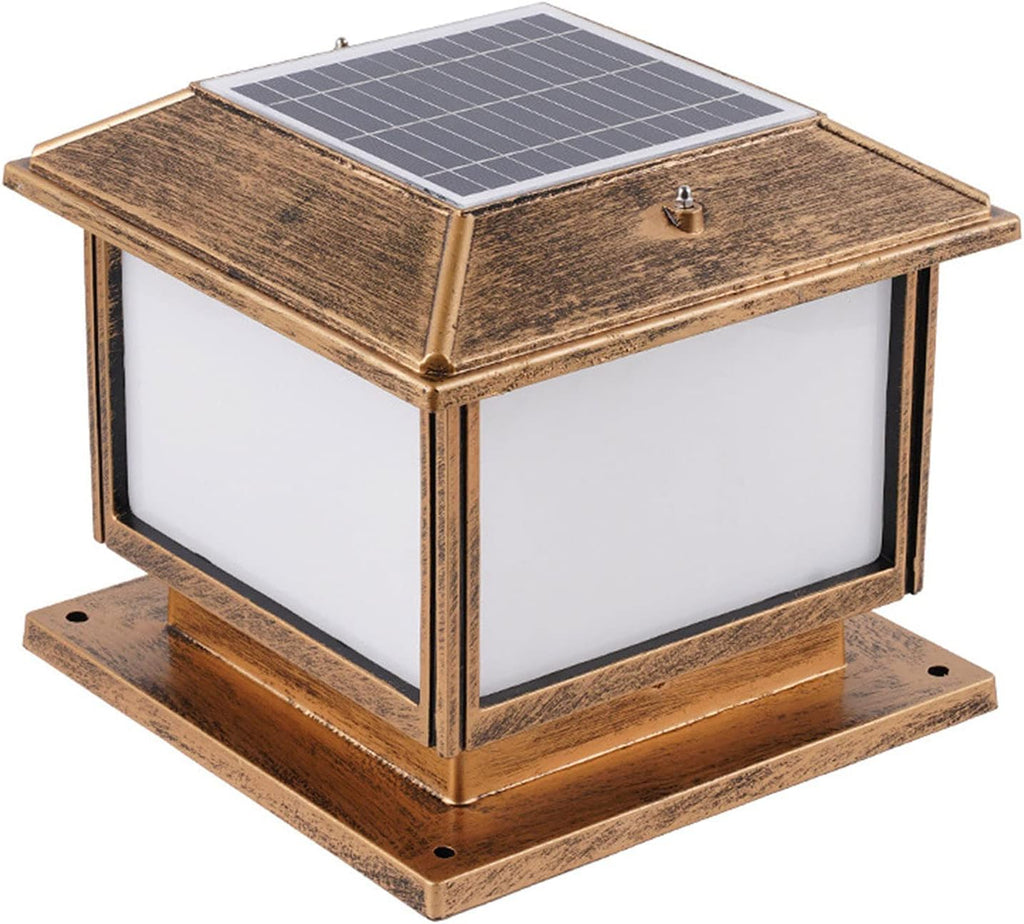 LED Solar Post Light Outdoor,with Square Acrylic Shade White/Warm Light Sources Adjustable Post Pole Pillar Mount Landscape for Garden